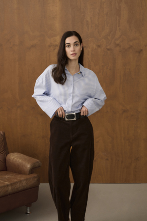 CUmanga Oversized Shirt Blue/White Stripe Randig Skjorta - 4