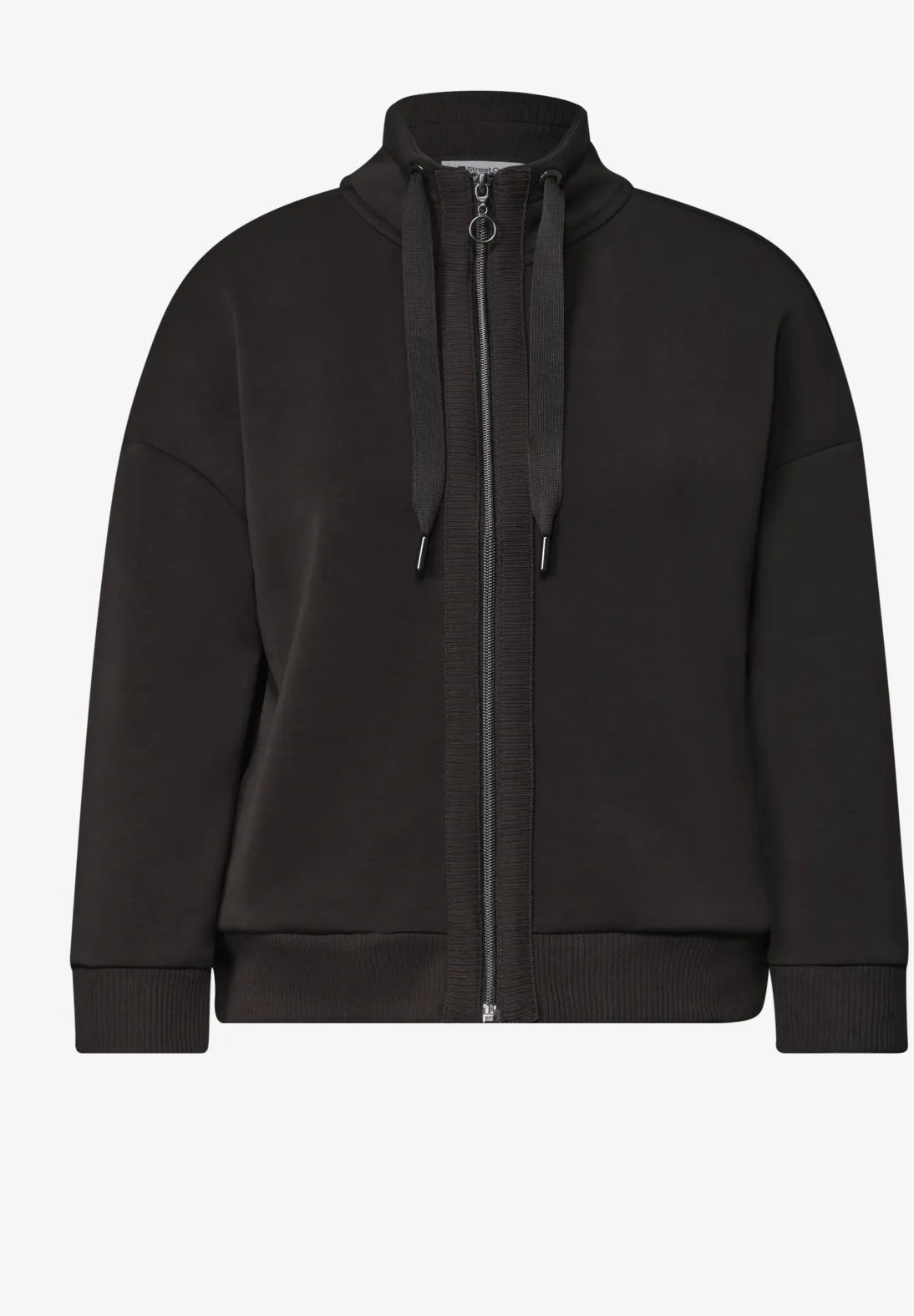 Silk Look Jacket w. Rib Details - Black Coffee - Street One - 4