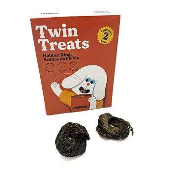 Canumi twin treats torkad hälleflundra som tuggbit till hunden