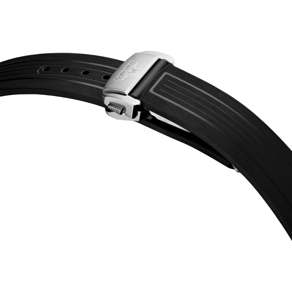 Longines svart gummiband med viklås