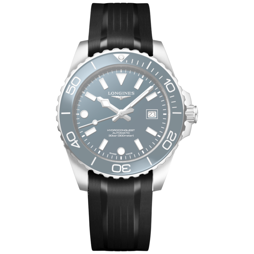 Longines svart gummiband med viklås
