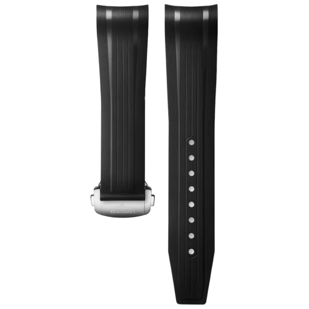 Longines svart gummiband med viklås