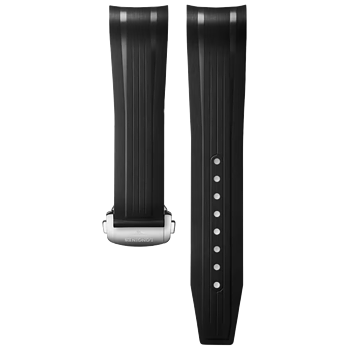 Longines svart gummiband med viklås