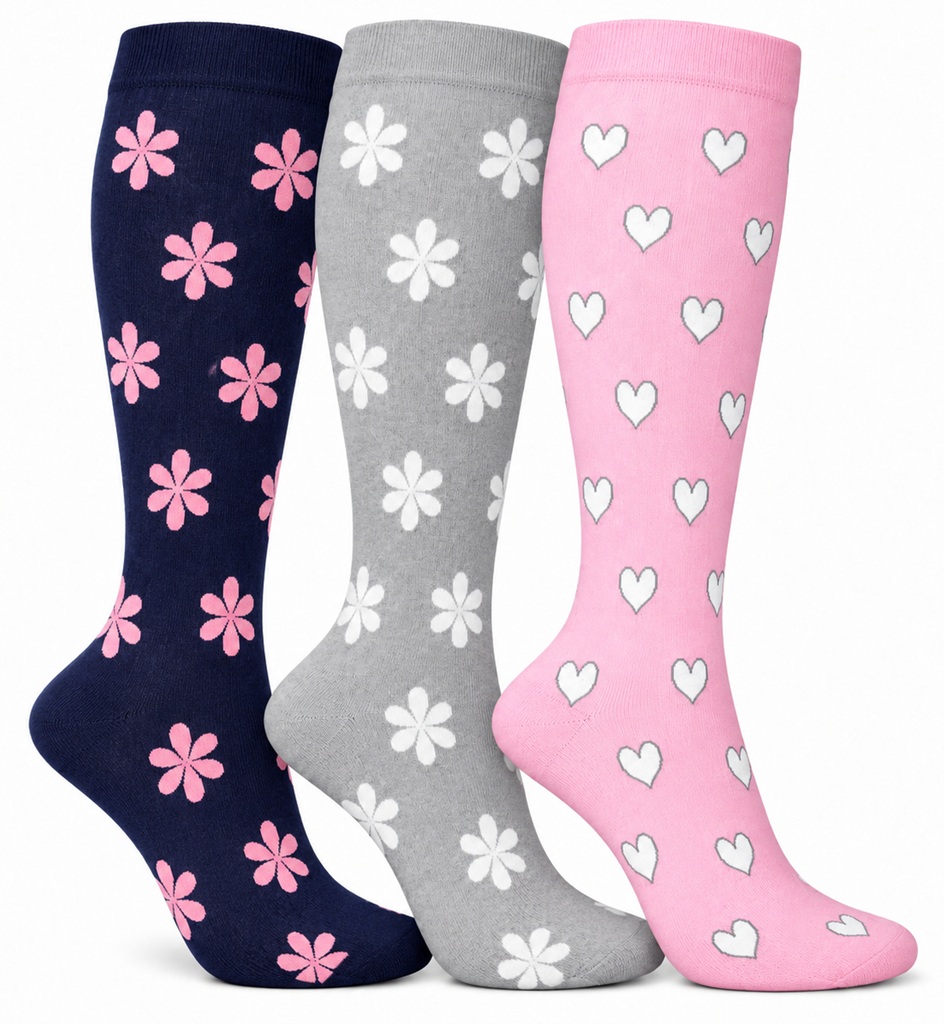 3-Pack Sthlm Sock co. Stödstrumpor Blommor & Hjärtan
