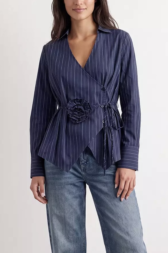 Leveté Room - Teo 1 Blouse Dark Navy Combi - 3