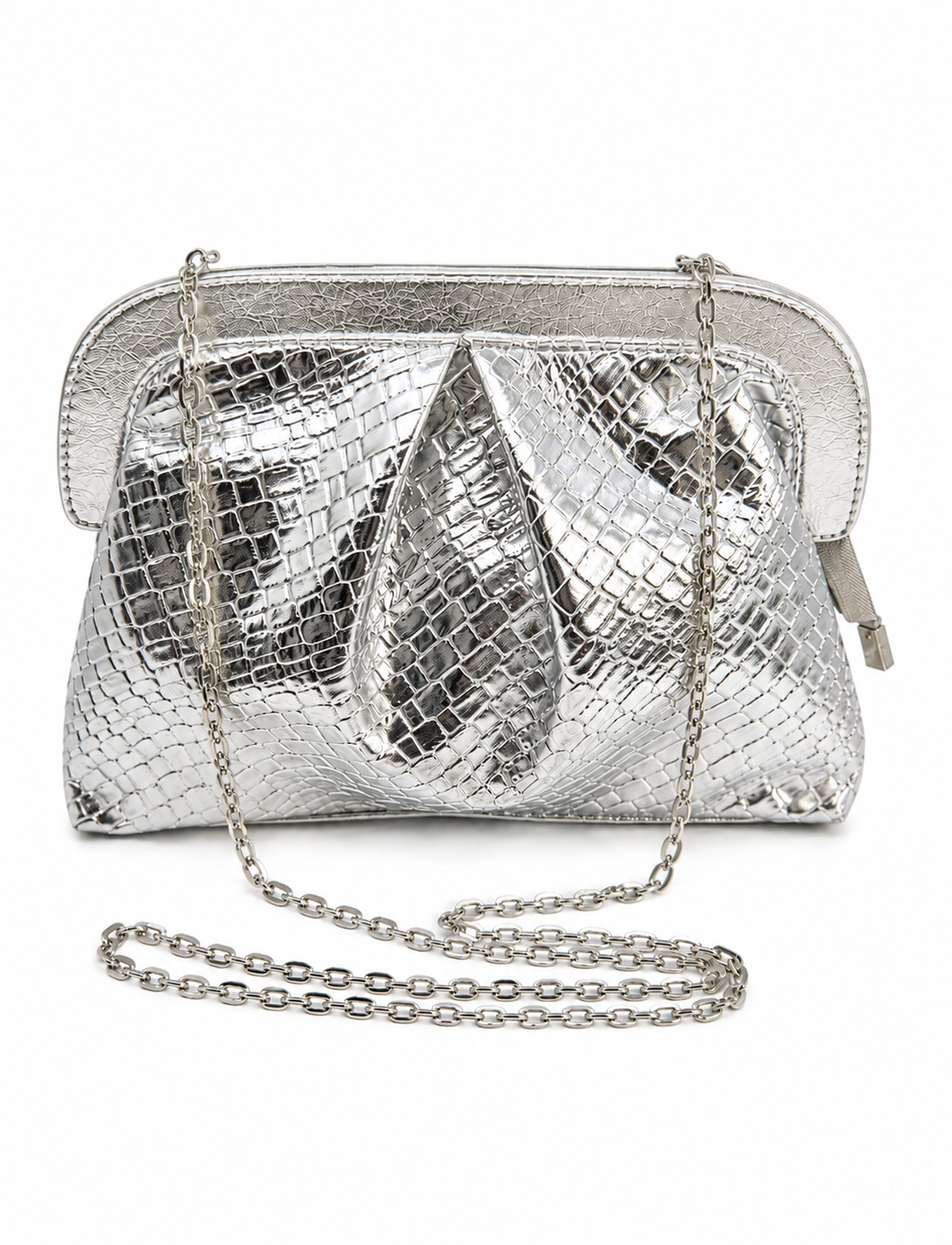 ABBIE FRAME CLUTCH SILVER