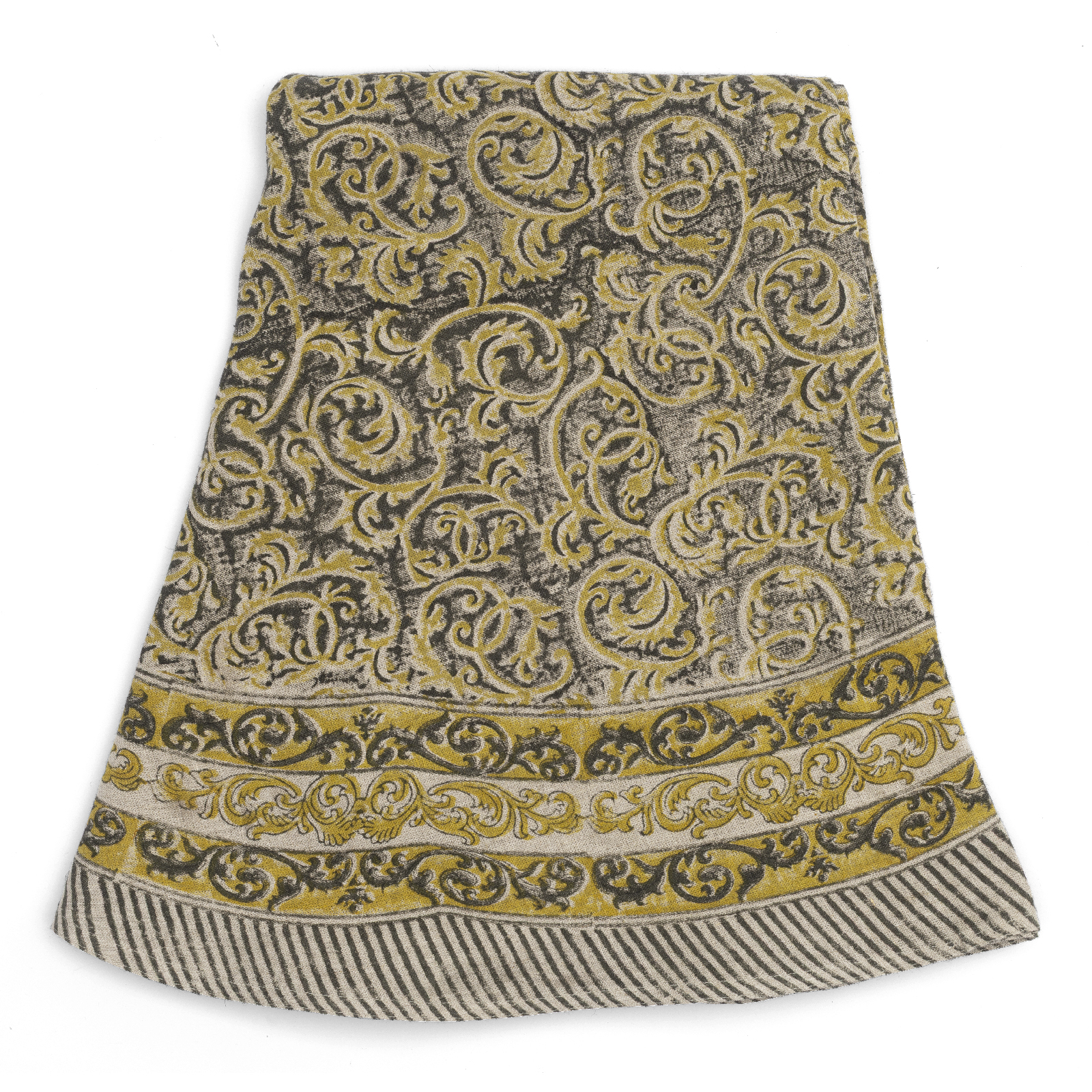 Rund linneduk Ornamental Slate Grey & Ochre Ø220 cm