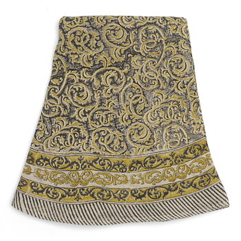 Rund linneduk Ornamental Slate Grey & Ochre Ø220 cm