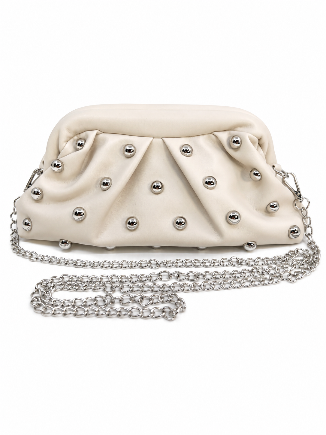 MIO STUDDED FRAME POUCH NEAR WHITE