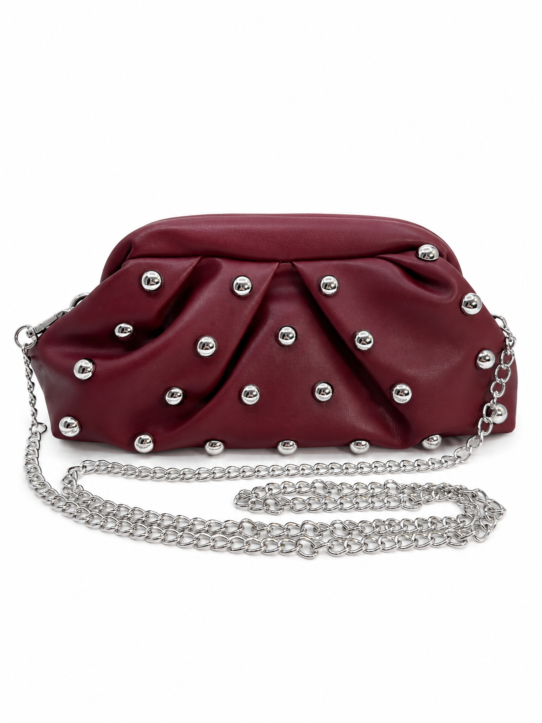 MIO STUDDED FRAME POUCH WINE