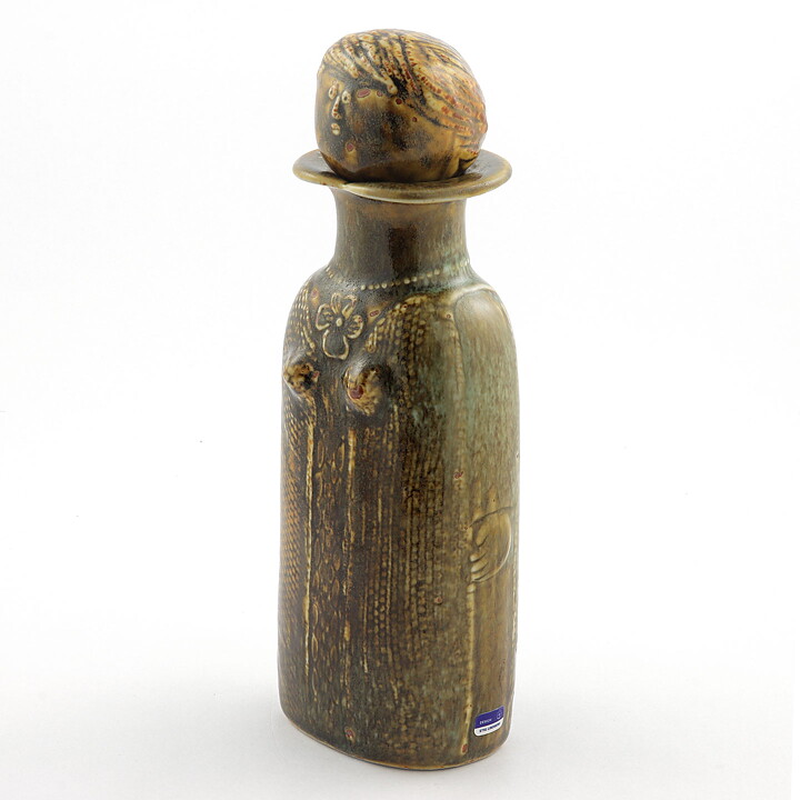 Stig Lindberg (Combin 1970s) Bottle Woman with Brown/Yellow Glaze 24 cm 
