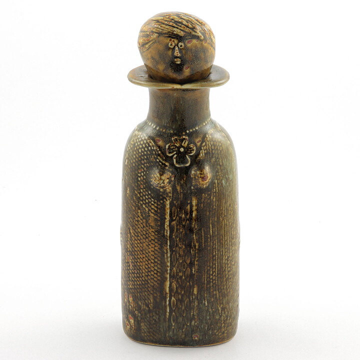 Stig Lindberg (Combin 1970s) Bottle Woman with Brown/Yellow Glaze 24 cm 