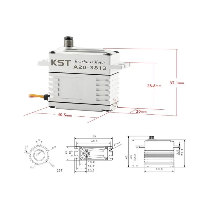 KST A20-3813 V8.0 Borstlöst Servo 43.0Kg 0.12s - 5