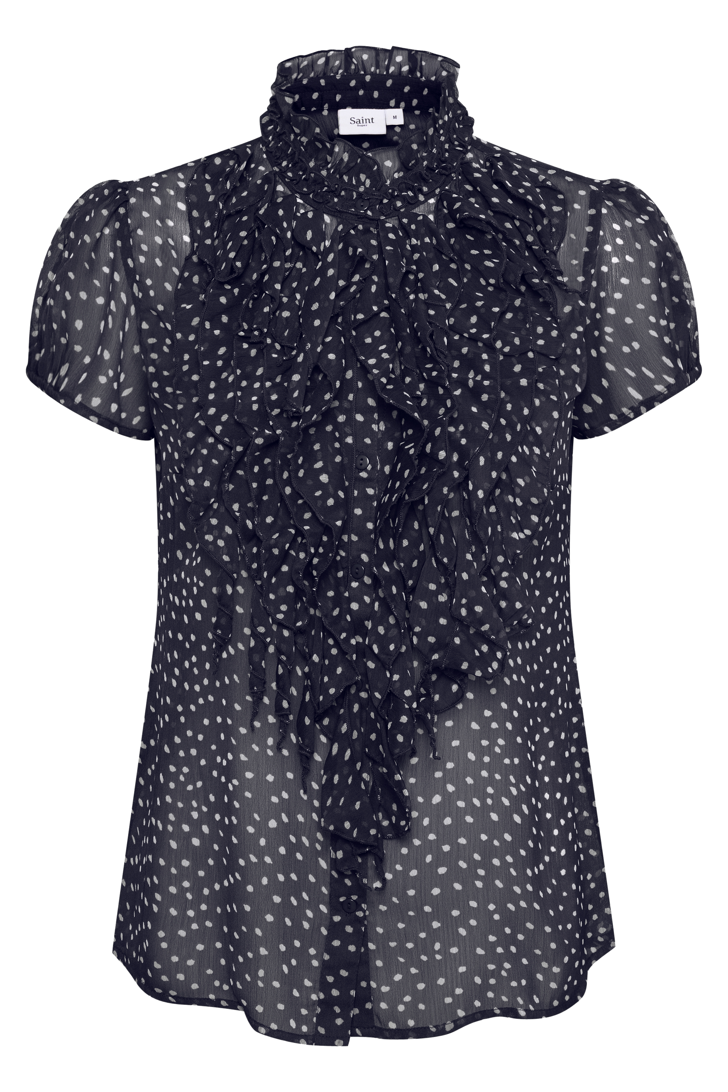 LillySZ Drea SS Blouse Night Sky Dot Marinblå Prickig kråsblus