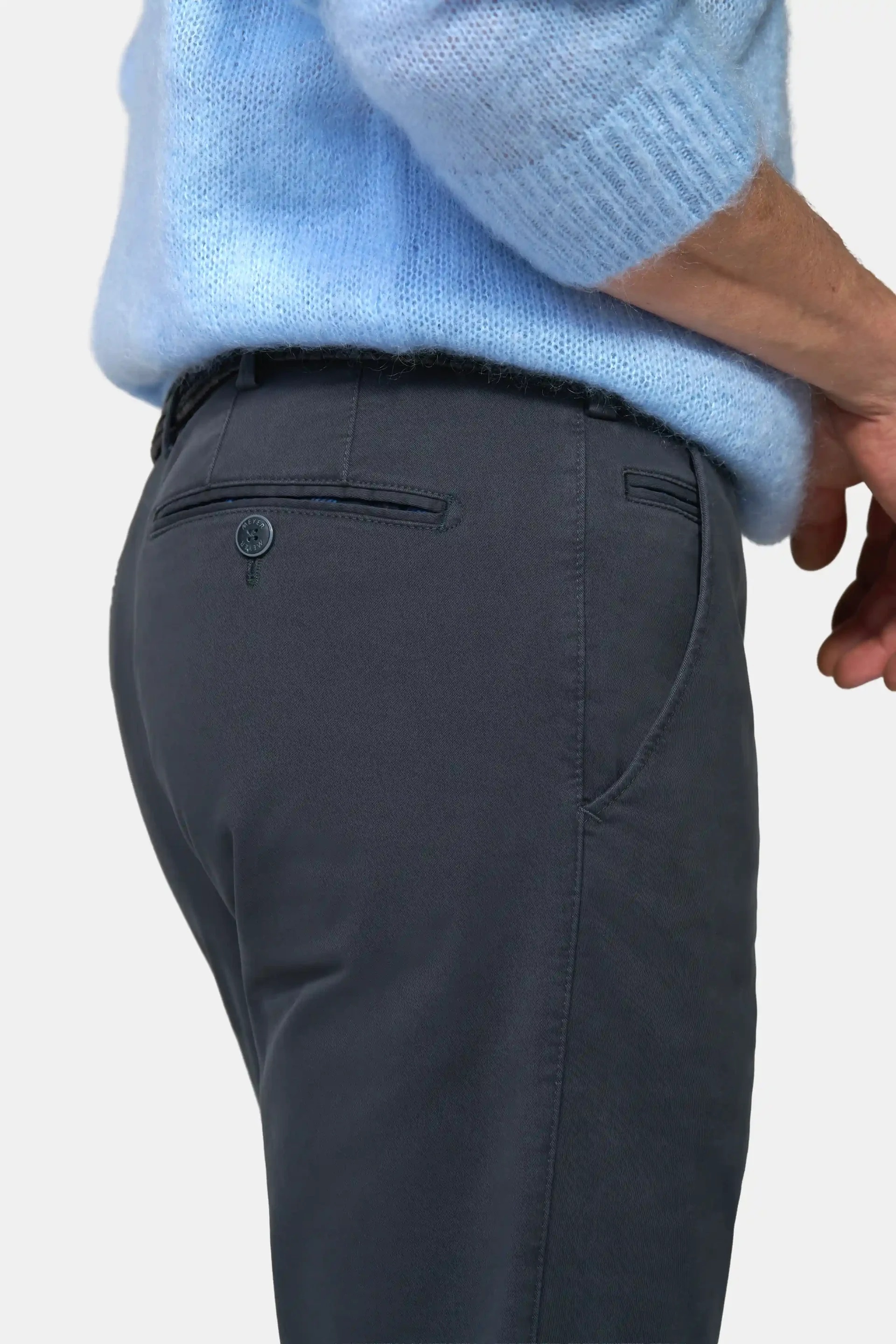 Grå (dark grey) chinos med thermofoder i Fine Twill och modern passform (Meyer / Bonn) - 4