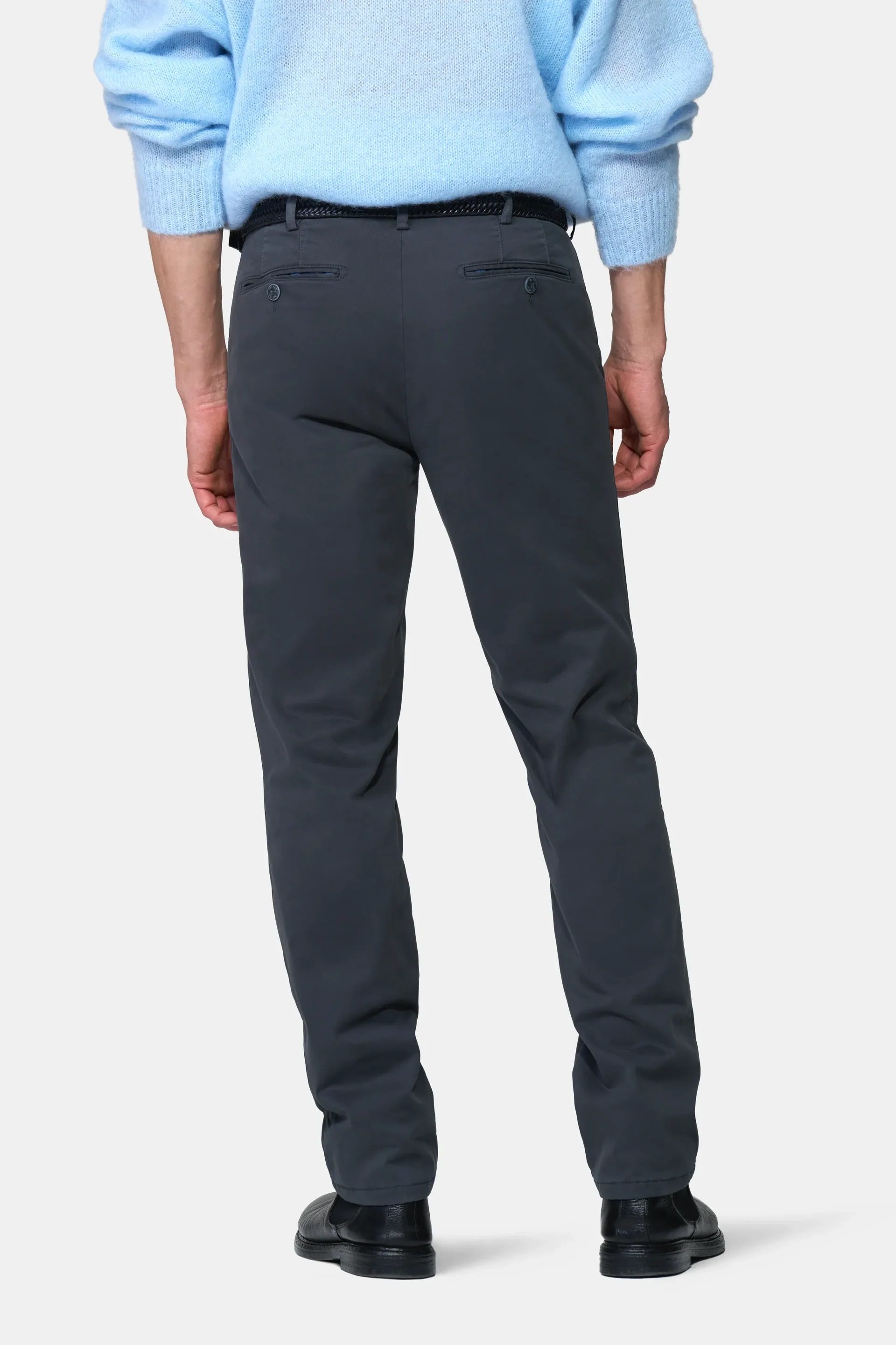 Grå (dark grey) chinos med thermofoder i Fine Twill och modern passform (Meyer / Bonn) - 2