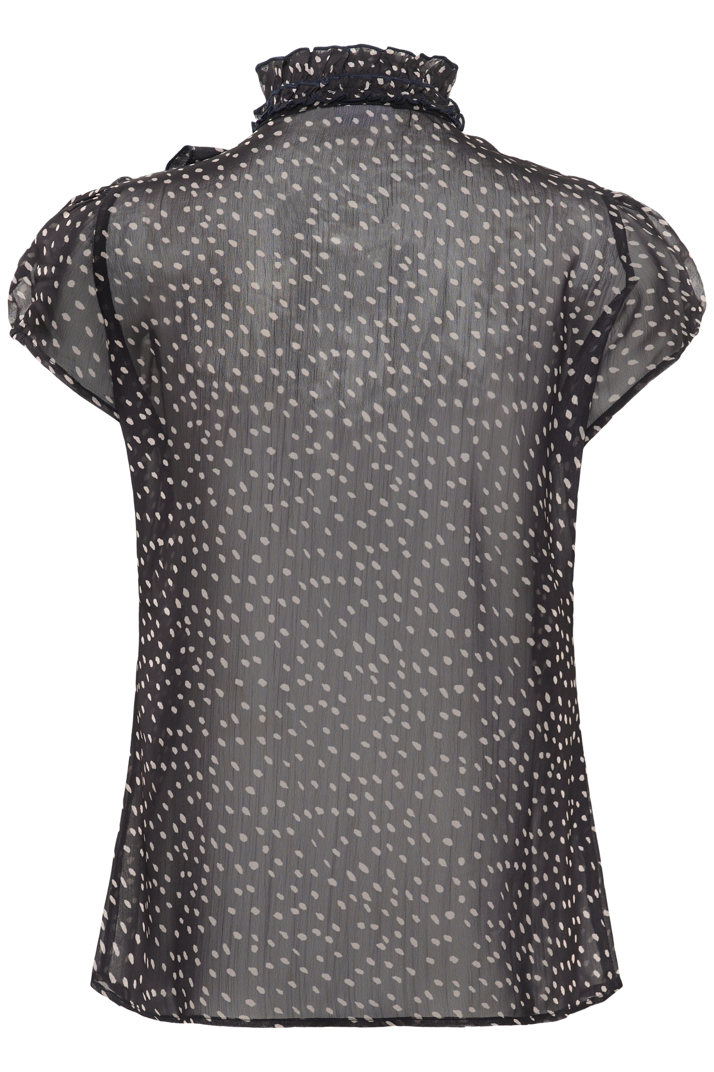 LillySZ Drea SS Blouse Black Dot Svart Prickig kråsblus - 5