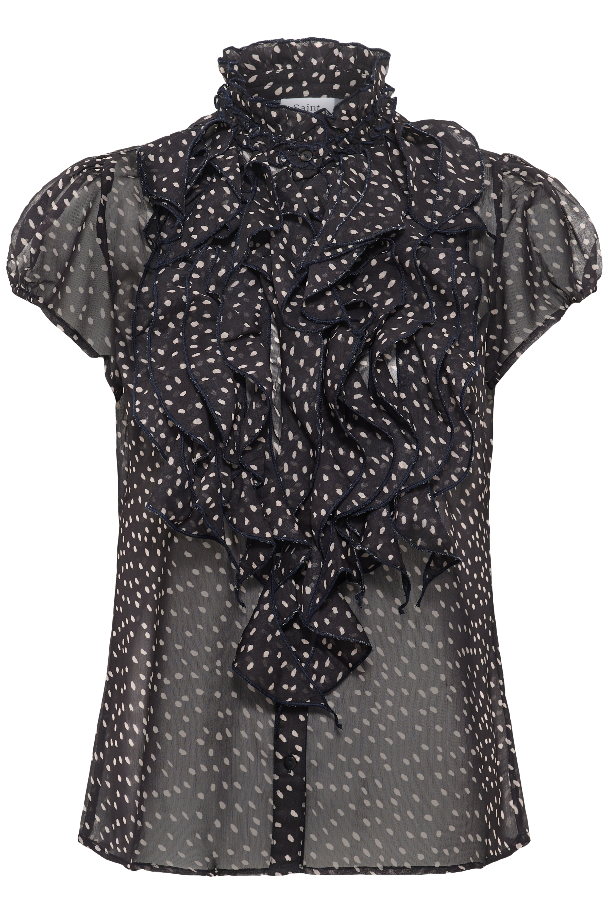 LillySZ Drea SS Blouse Black Dot Svart Prickig kråsblus - 6