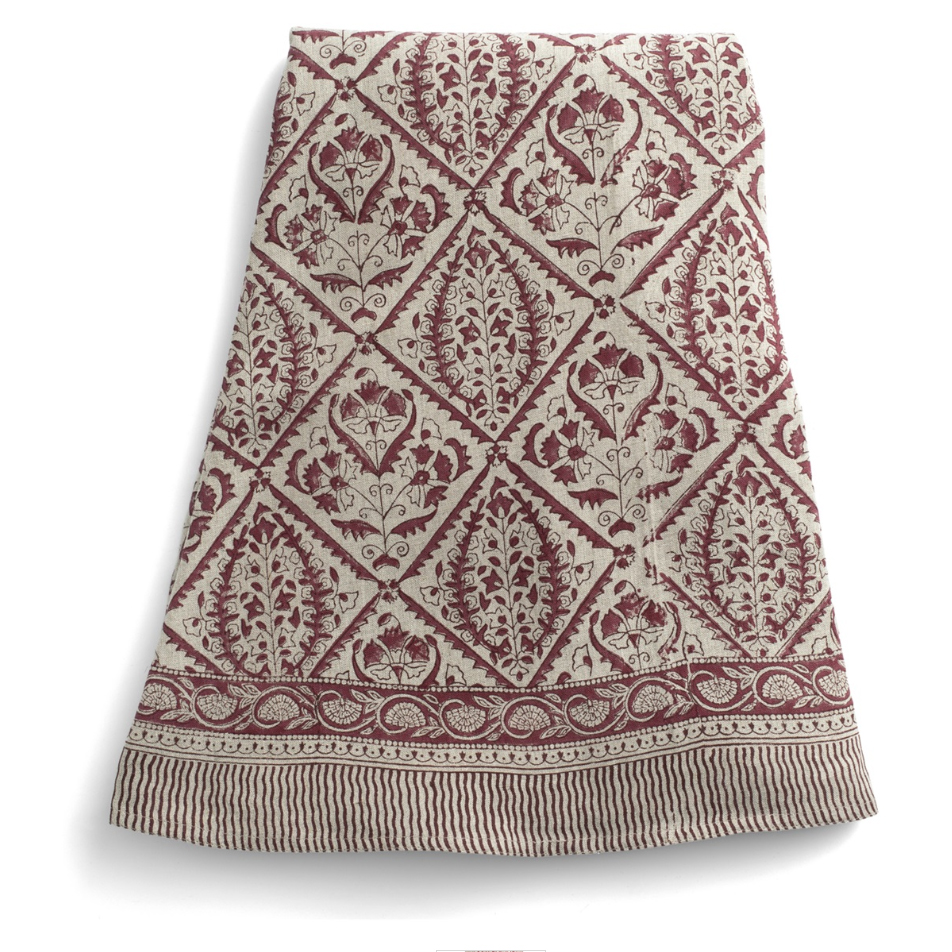 Rund linneduk Jaipur Red Ø220 cm