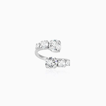 Caroline Svedbom Halo ring rhodium crystal