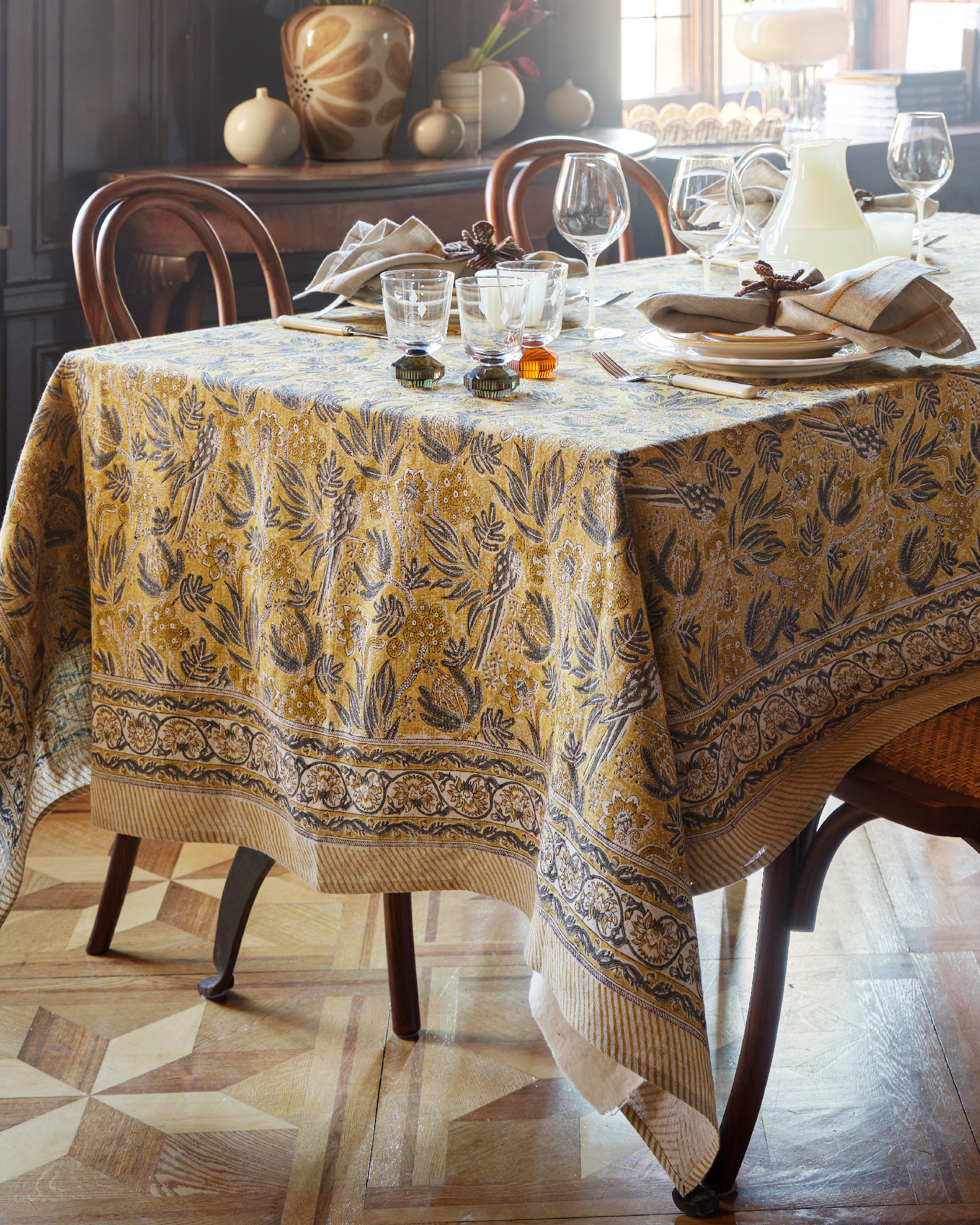 Linneservetter Embroidery Ochre – 2 st. - 3