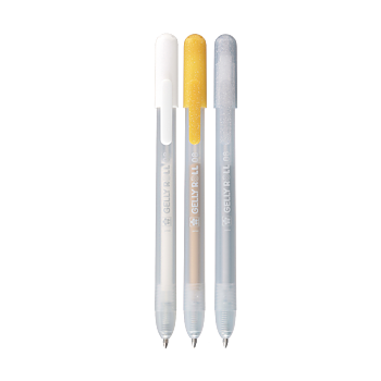 Sakura Gelly Roll Retractable – guld, silver och vit, 3-pack / Sakura Gelly Roll Gelpennor – Specialset 3-pack