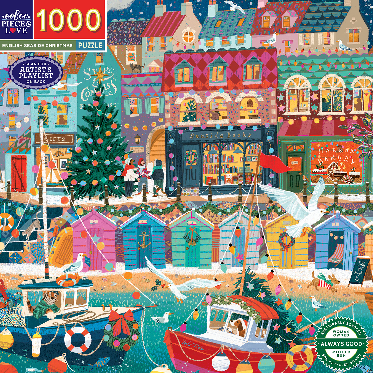 English Seaside Christmas : Pussel 1000 bitar - Nytt motiv från eeBoo snart i lager!