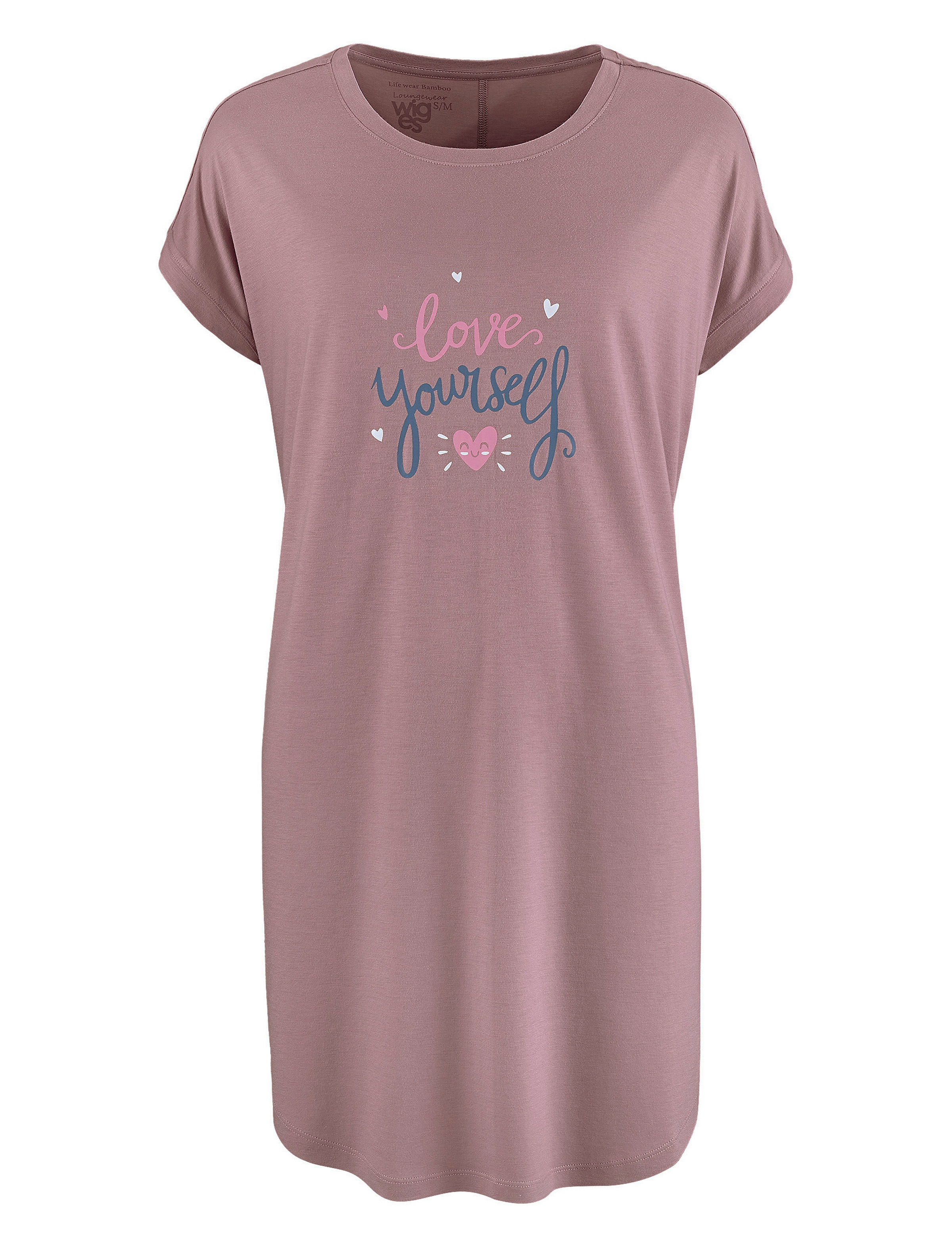 Mauve nattlinne med tryck, S/M eller L/XL