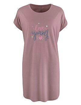 Mauve nattlinne med tryck, S/M eller L/XL