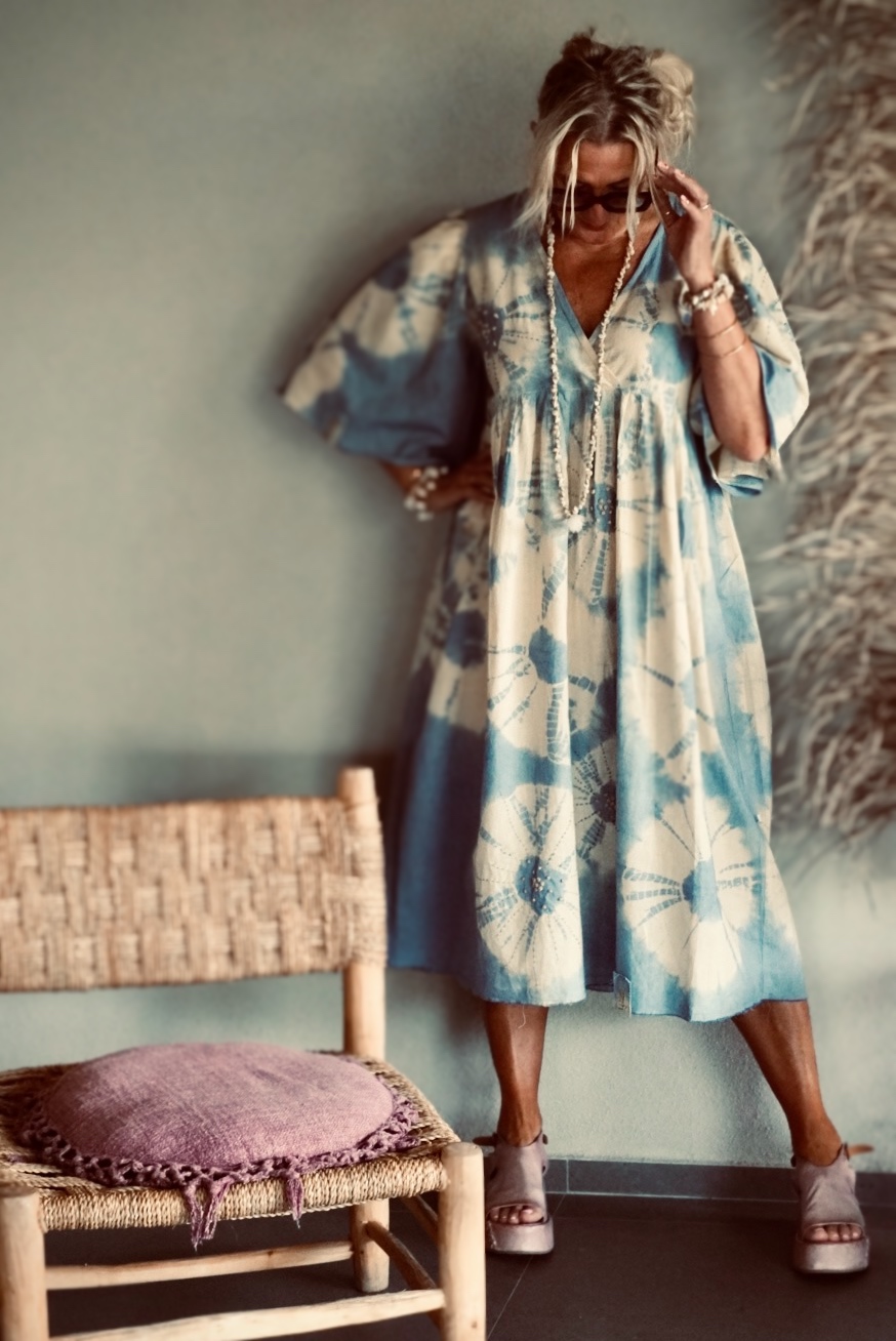 MAGDA COTTON  MIDI DRESS BLUE  - 3