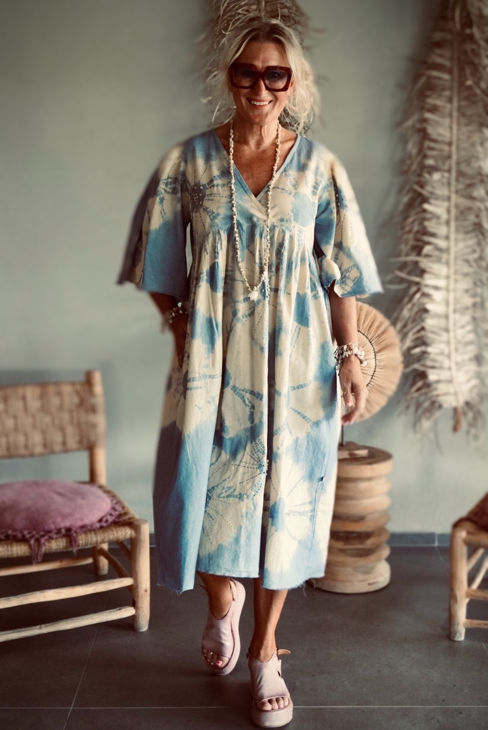 MAGDA COTTON  MIDI DRESS BLUE  - 5
