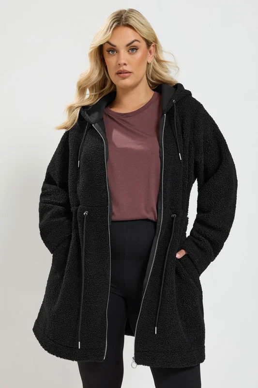 Fleecejacka i lång modell, svart - 2