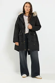 Parkas med fleecefoder, svart 
