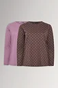 2-pack långärmad topp, brunprickig/lila 