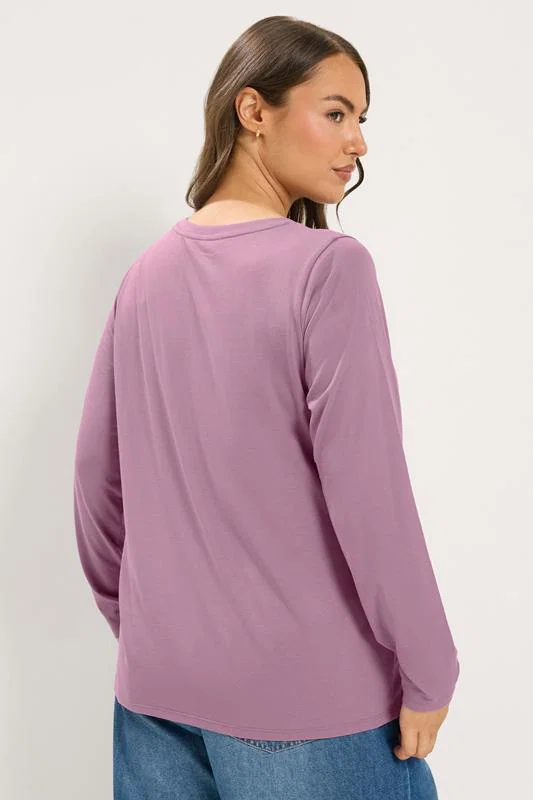 2-pack långärmad topp, brunprickig/lila  - 4