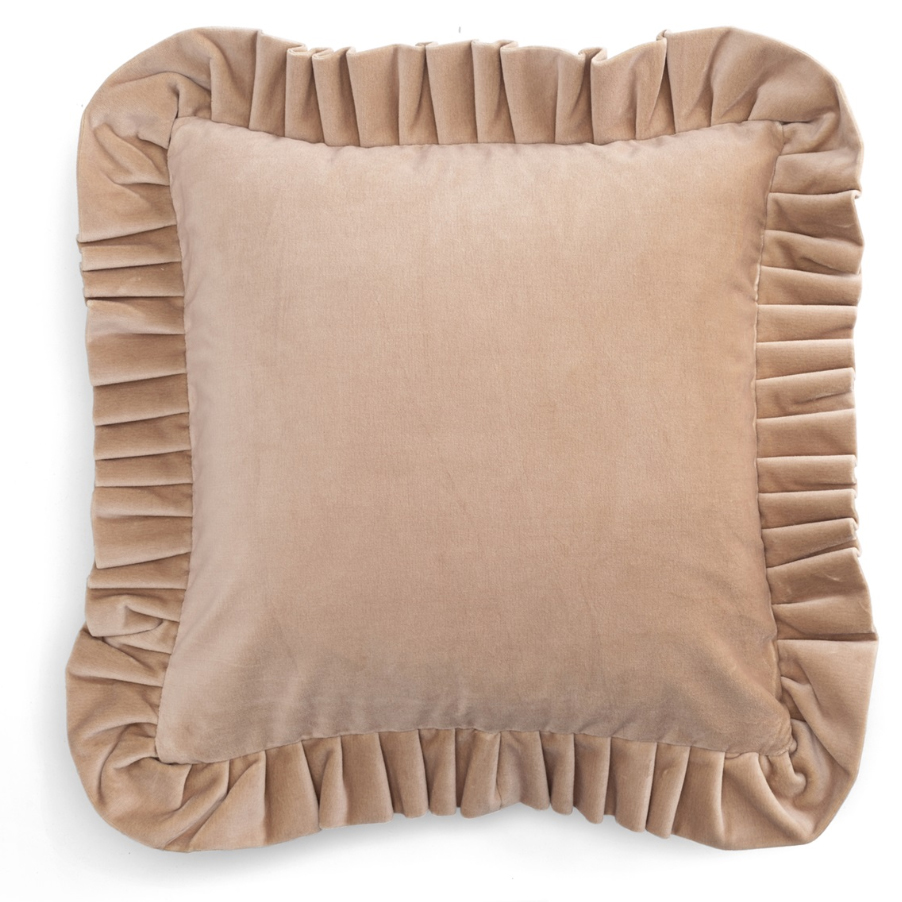 Kuddfodral Velvet Powder Rose med volang