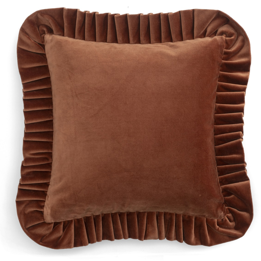 Kuddfodral Velvet Amber med volang