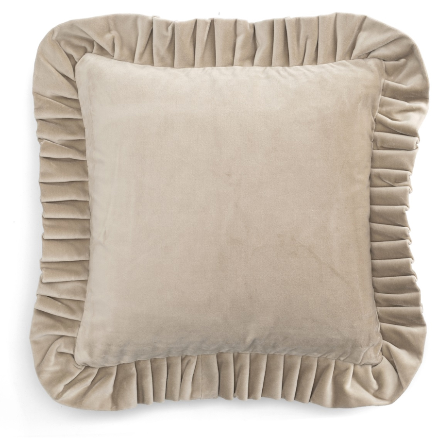 Kuddfodral Velvet Limestone med volang