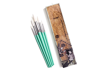 HIMI penslar – 5 runda gröna penslar / HIMI Brush Set of 5 Green Edition