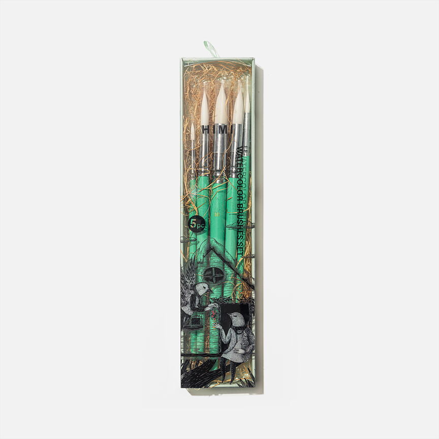 HIMI penslar – 5 runda gröna penslar / HIMI Brush Set of 5 Green Edition