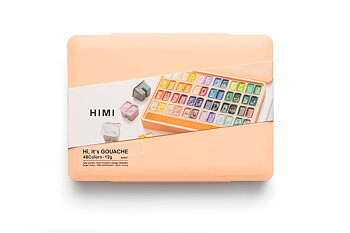 HIMI Twin Cup gouachefärg – 48 färger, persika / HIMI Twin Cup Gouache Set 48 Peach Fuzz