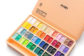HIMI Twin Cup gouachefärg – 48 färger, persika / HIMI Twin Cup Gouache Set 48 Peach Fuzz