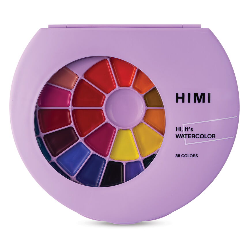 HIMI halvfuktig akvarellfärg – 24 färger, lila / HIMI Semi-Moist Watercolour Set - 24, Pans Purple Edition