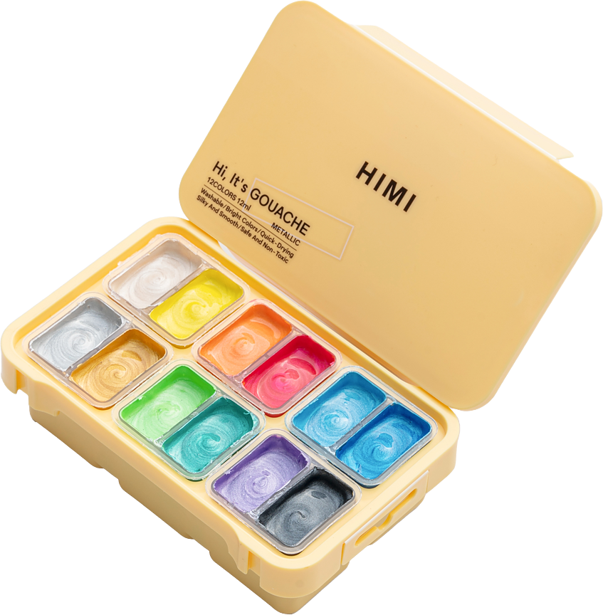 HIMI Twin Cup gouachefärg – 12 färger / HIMI Twin Cup Gouache Set 12
