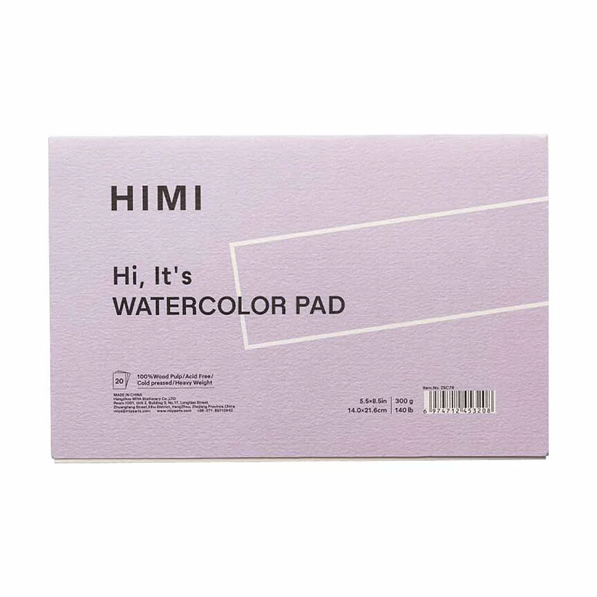 HIMI akvarellblock – lila, 140 × 216 mm / Miya Himi Akvarellblock Lila 14 x 21,6 cm