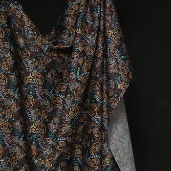 Popeline Cotton Paisley Blue Brown