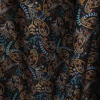 Popeline Cotton Paisley Blue Brown