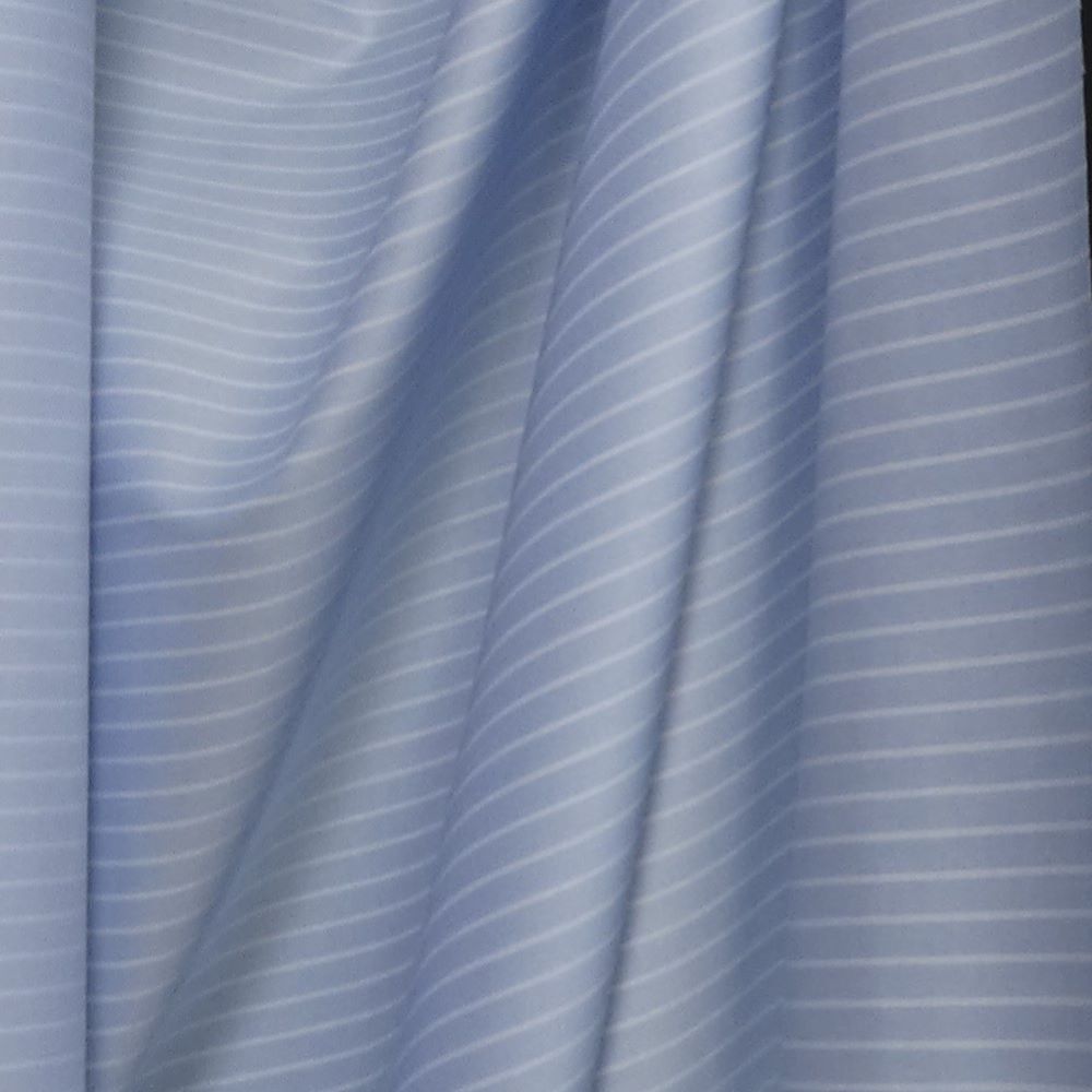 Thin Twill-Woven Shirting Fabric, Striped light blue white - 2