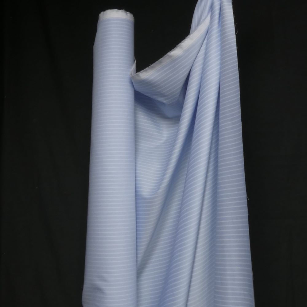 Thin Twill-Woven Shirting Fabric, Striped light blue white