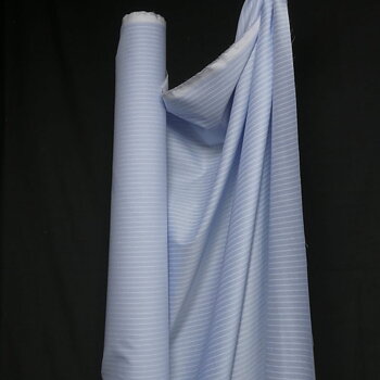 Thin Twill-Woven Shirting Fabric, Striped light blue white